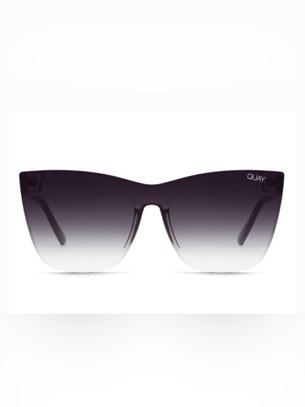 New QUAY Come Thru Oversized Cat Eye Sunglasses Black Frame Black Gradient Lens